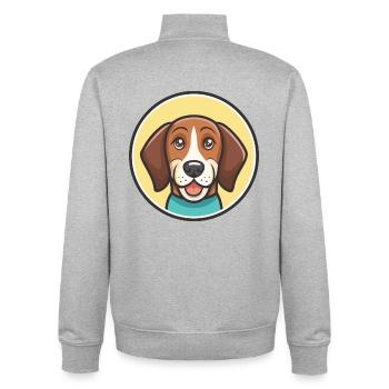 Schweizerischer Niederlaufhund Hunderasse Karikatur - Unisex Organic Zip Sweatshirt von Stanley/Stella - Grau meliert - Hinten - AI Model Male 185 light (185cm)