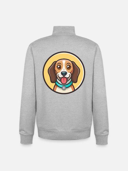 syngaleski pies gończy rasa kreskówka kawaii clipart zwierzak - Bluza unisex rozpinana z bawełny organicznej Stanley/Stella - szary melanż