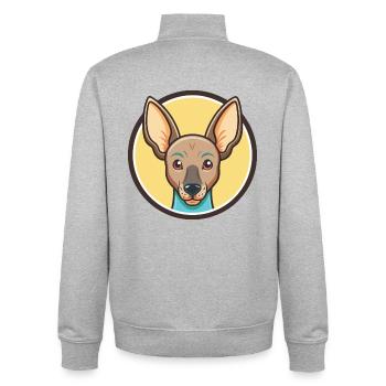 Xoloitzcuintle Hunderasse Cartoon Kawaii Clipart - Unisex Organic Zip Sweatshirt von Stanley/Stella - Grau meliert - Hinten - AI Model Male 185 light (185cm)