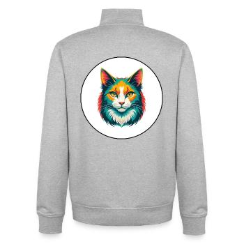 Angora turc Chat Race Dessin animé Kawaii Animal Animal Pet - Sweat zippé unisexe en coton bio Stanley/Stella - gris chiné - Dos - AI Model Male 185 light (185cm)