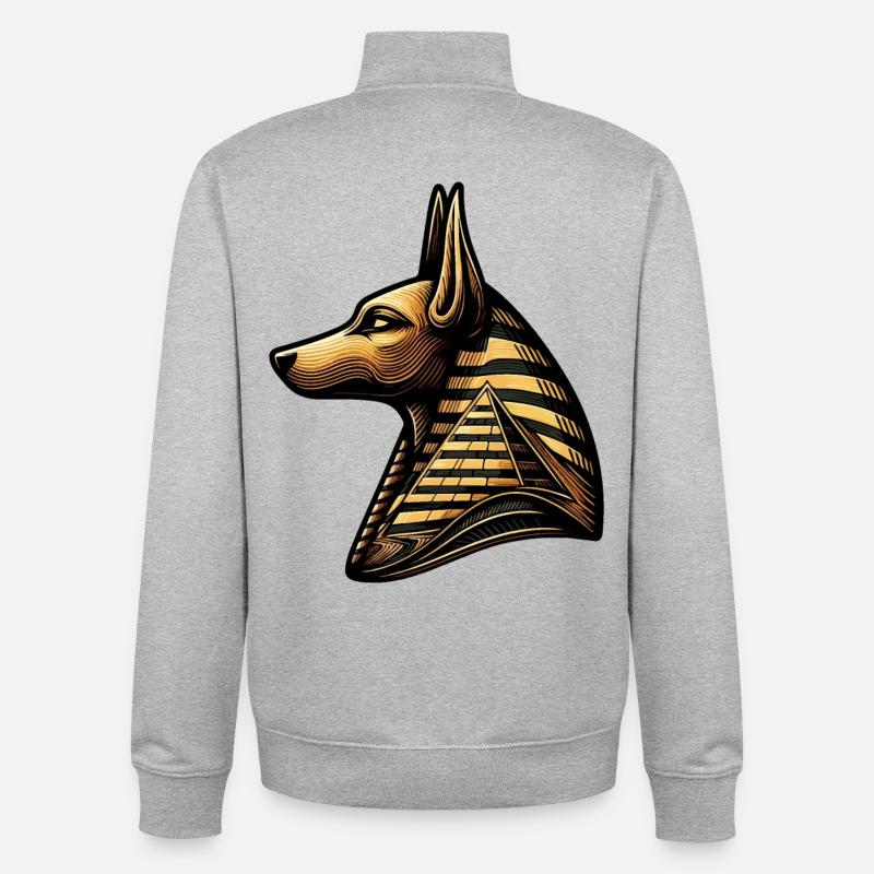 Anubis | Wächter der Gräber Ägypten - Unisex Organic Zip Sweatshirt von Stanley/Stella - Grau meliert