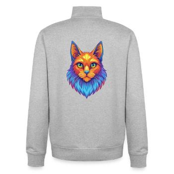 Chat Angora Turc Race Dessin Animé Kawaii Animal De Compagnie - Sweat zippé unisexe en coton bio Stanley/Stella - gris chiné - Dos - AI Model Male 185 light (185cm)