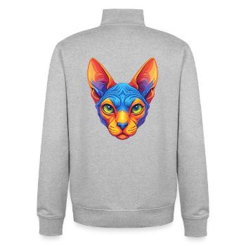 Sphynx Katze Rasse Cartoon Kawaii Tier Haustier - Unisex Organic Zip Sweatshirt von Stanley/Stella - Grau meliert - Hinten - AI Model Male 185 light (185cm)