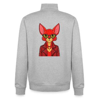 Rote Devon Rex Lustige Cartoon Kawaii Jacke Sonnenbrille - Unisex Organic Zip Sweatshirt von Stanley/Stella - Grau meliert - Hinten - AI Model Male 185 light (185cm)