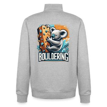 Bouldering Koala Gift - Unisex Organic Zip Sweatshirt by Stanley/Stella - heather grey - Back - AI Model Male 185 light (185cm)