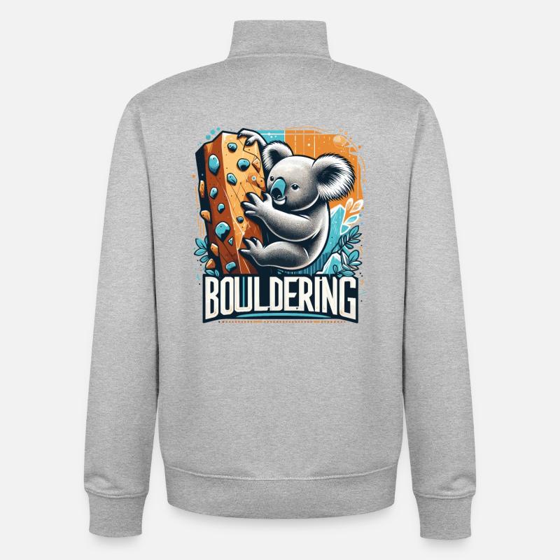 Bouldern Koala Geschenk - Unisex Organic Zip Sweatshirt von Stanley/Stella - Grau meliert