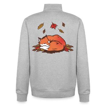Illustration de renard d’automne tranquille - Sweat zippé unisexe en coton bio Stanley/Stella - gris chiné - Dos - AI Model Male 185 light (185cm)