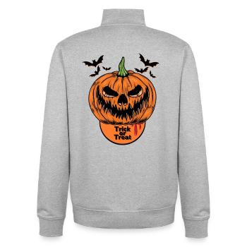Trick or Treat Halloween - Sweat zippé unisexe en coton bio Stanley/Stella - gris chiné - Dos - AI Model Male 185 light (185cm)