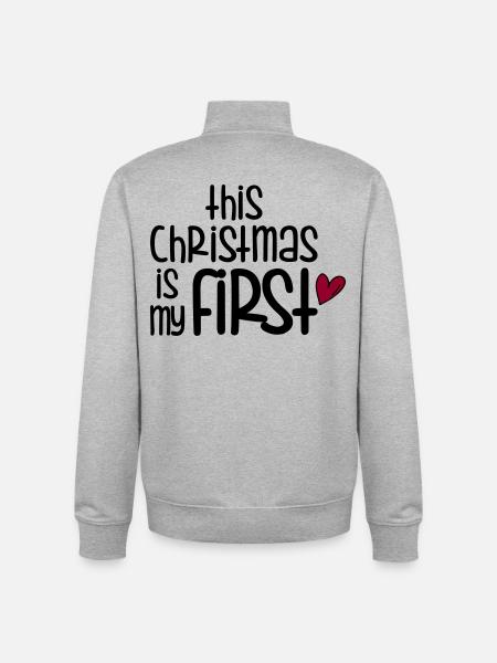 First Christmas - Unisex Organic Zip Sweatshirt von Stanley/Stella - Grau meliert