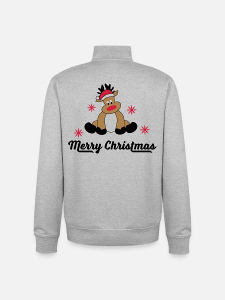 Merry Christmas Greetings - Unisex Organic Zip Sweatshirt by Stanley/Stella - heather grey