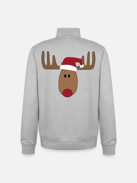 Christmas Moose - Unisex Organic Zip Sweatshirt by Stanley/Stella - heather grey