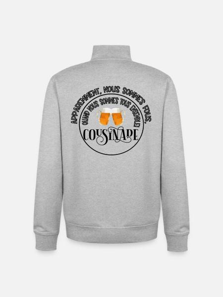 apparently we are cousinade to customize - Unisex Organic Zip Sweatshirt by Stanley/Stella - heather grey