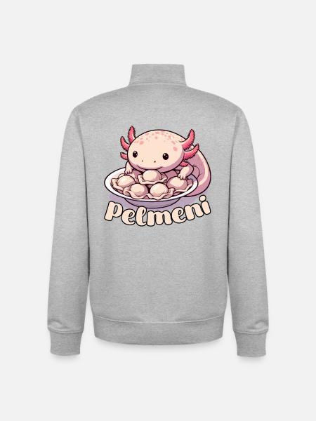 Axolotl Pelmeni Cute Gift - Unisex Organic Zip Sweatshirt by Stanley/Stella - heather grey