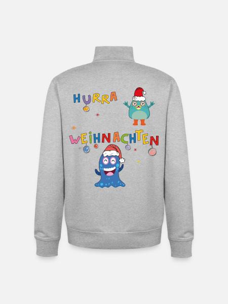 Hooray Christmas - Unisex Organic Zip Sweatshirt by Stanley/Stella - heather grey