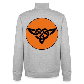 Oiseau celte orange - Sweat zippé unisexe en coton bio Stanley/Stella - gris chiné - Dos - AI Model Male 185 light (185cm)