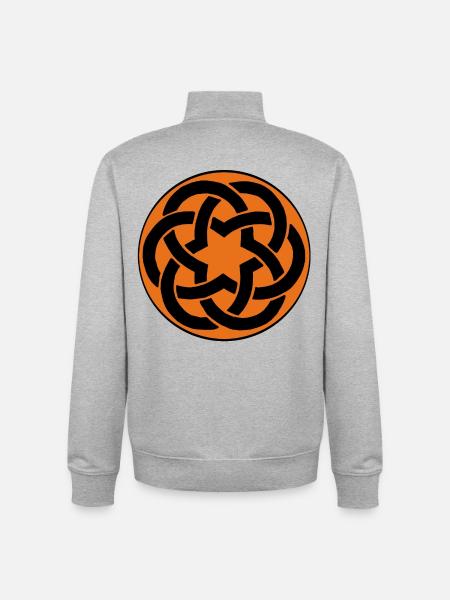 Orange Celtic Star - Unisex Organic Zip Sweatshirt by Stanley/Stella - heather grey