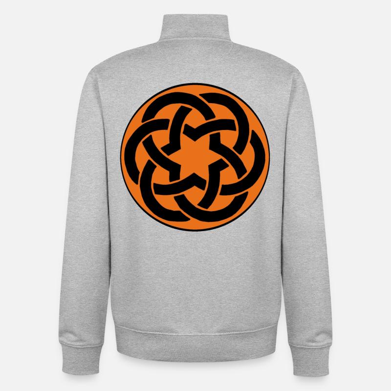 étoile celte orange - Sweat zippé unisexe en coton bio Stanley/Stella - gris chiné