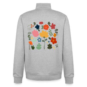 Flower Power Blumen Design - Floral Hippie Style - Unisex Organic Zip Sweatshirt by Stanley/Stella - heather grey - Back - AI Model Male 185 light (185cm)