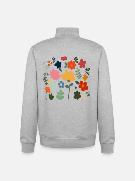 Flower Power Blumen Design – Kwiatowy styl hipisowski - Bluza unisex rozpinana z bawełny organicznej Stanley/Stella - szary melanż