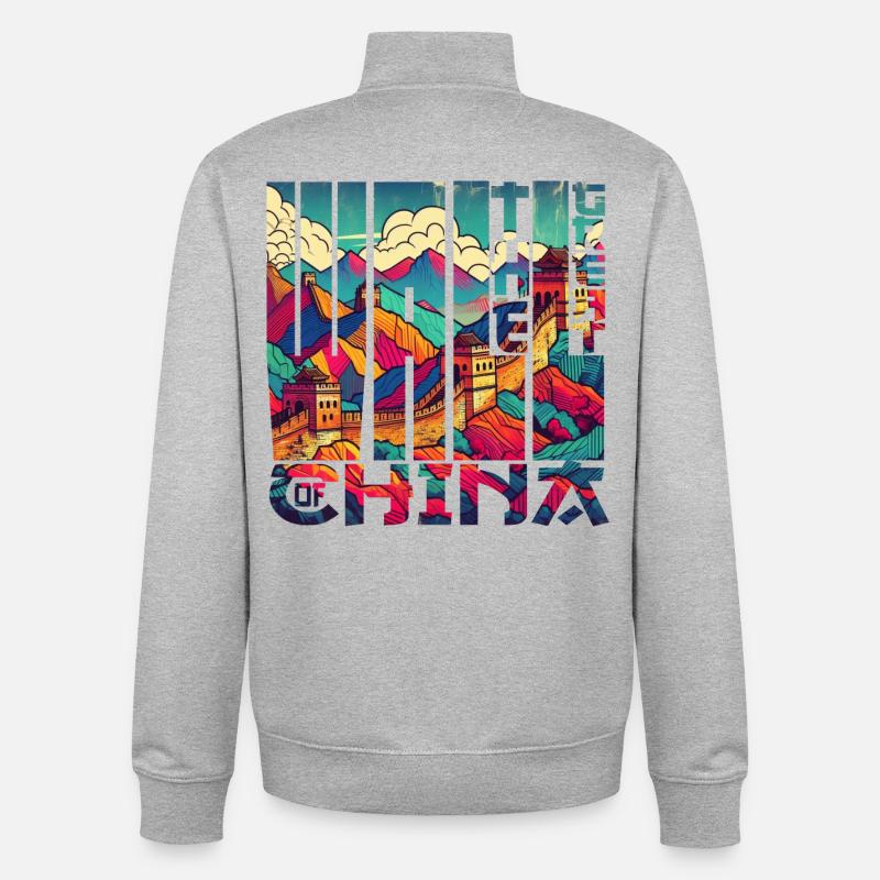 Die Chinesische Mauer - Unisex Organic Zip Sweatshirt von Stanley/Stella - Grau meliert