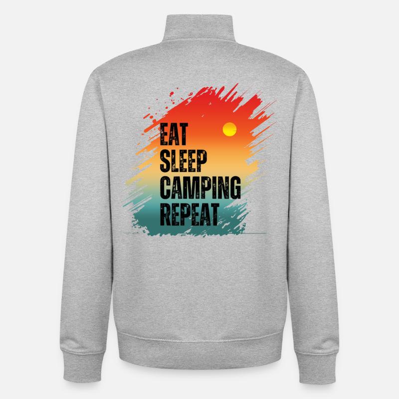 MANGER DORMIR CAMPING RÉPÉTER - Sweat zippé unisexe en coton bio Stanley/Stella - gris chiné