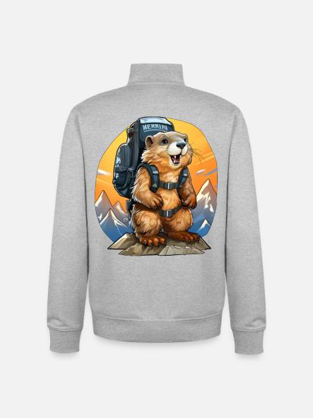Marmots Mountaineers / Hiking Marmots - Unisex Organic Zip Sweatshirt by Stanley/Stella - heather grey