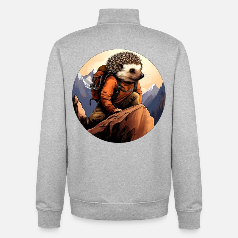 Hérisson Alpiniste / Hérisson de randonnée - Sweat zippé unisexe en coton bio Stanley/Stella - gris chiné