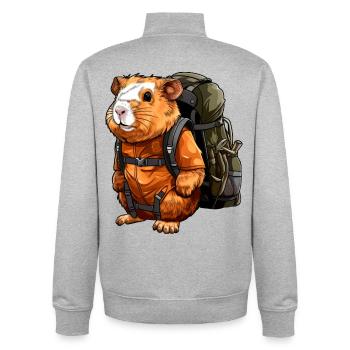 Guinea Pig Hiking / Mountaineering Guinea Pig - Unisex Organic Zip Sweatshirt by Stanley/Stella - heather grey - Back - AI Model Male 185 light (185cm)