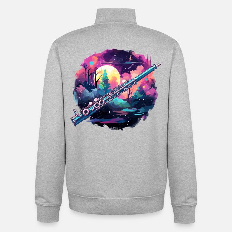 Flûte - Sweat zippé unisexe en coton bio Stanley/Stella - gris chiné