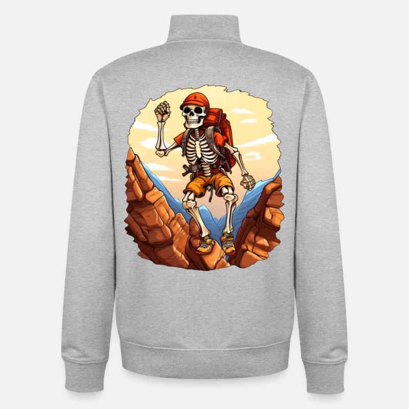 Skeleton Randonnée / Alpinisme Skeleton - Sweat zippé unisexe en coton bio Stanley/Stella - gris chiné