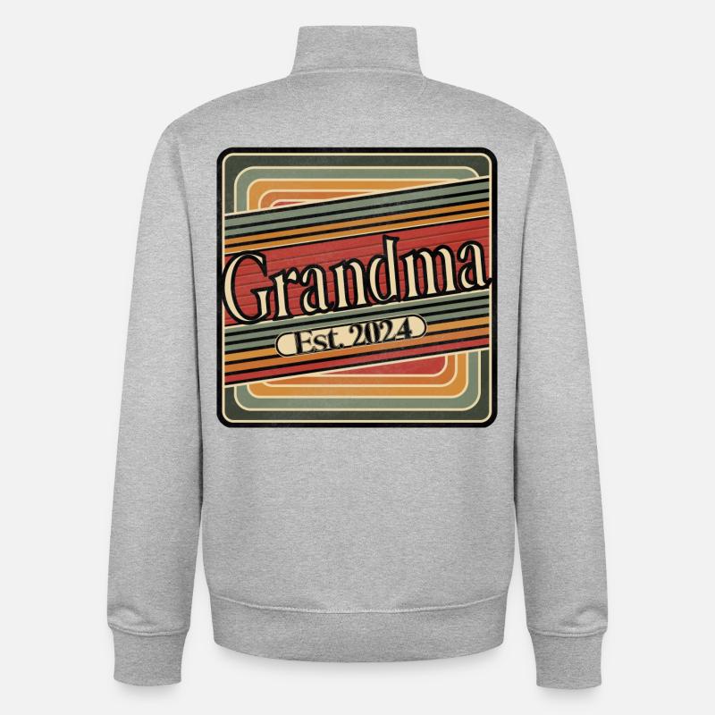 Grandma EST 2024 Retro - Unisex Organic Zip Sweatshirt von Stanley/Stella - Grau meliert