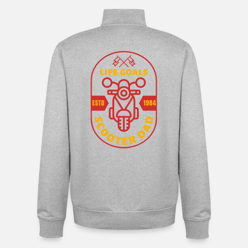 Scooter Dad – Life Goals Retro Roller - Unisex Organic Zip Sweatshirt by Stanley/Stella - heather grey
