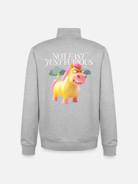 Not Fast, Just Furious – Wütendes Einhorn - Unisex Organic Zip Sweatshirt von Stanley/Stella - Grau meliert