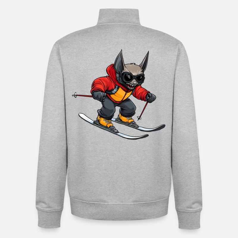 Fledermaus Skifahrer - Unisex Organic Zip Sweatshirt von Stanley/Stella - Grau meliert