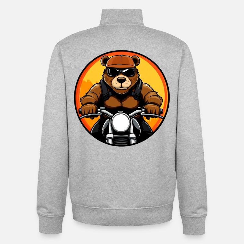Bears Motorcycle - Unisex Organic Zip Sweatshirt by Stanley/Stella - heather grey