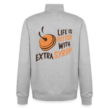 La vie est meilleure avec Extra Syrup - Sweat zippé unisexe en coton bio Stanley/Stella - gris chiné - Dos - AI Model Male 185 light (185cm)