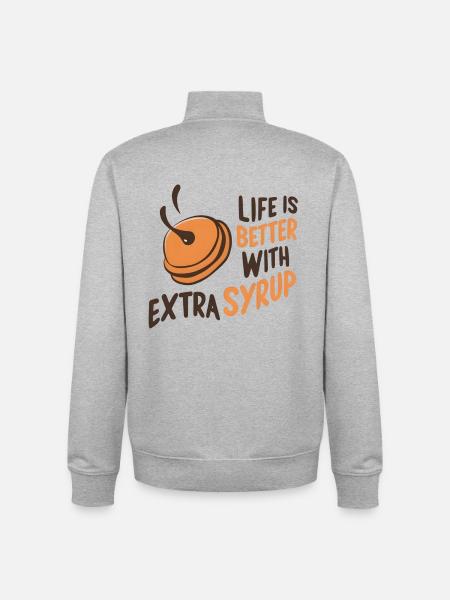Life is Better with Extra Syrup - Unisex Organic Zip Sweatshirt by Stanley/Stella - heather grey