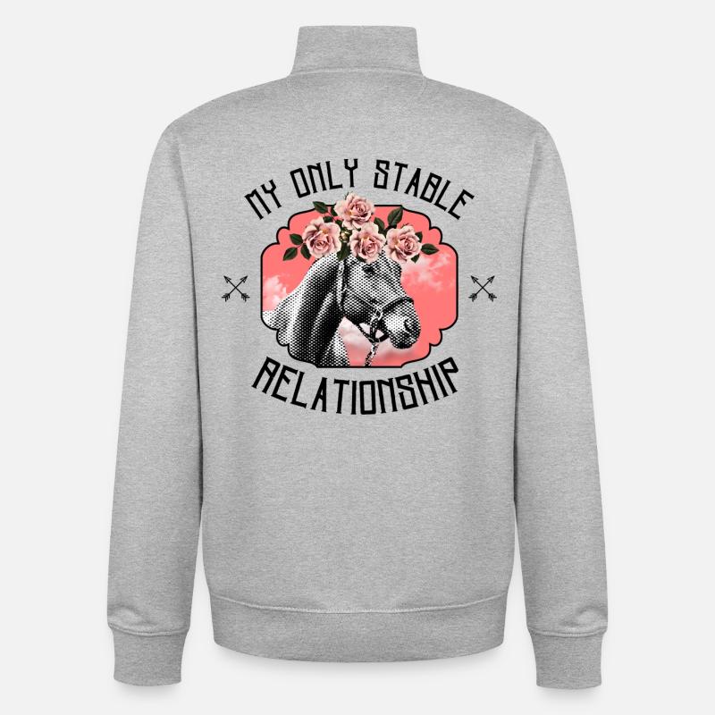 Ma seule relation stable – Cheval esthétique - Sweat zippé unisexe en coton bio Stanley/Stella - gris chiné
