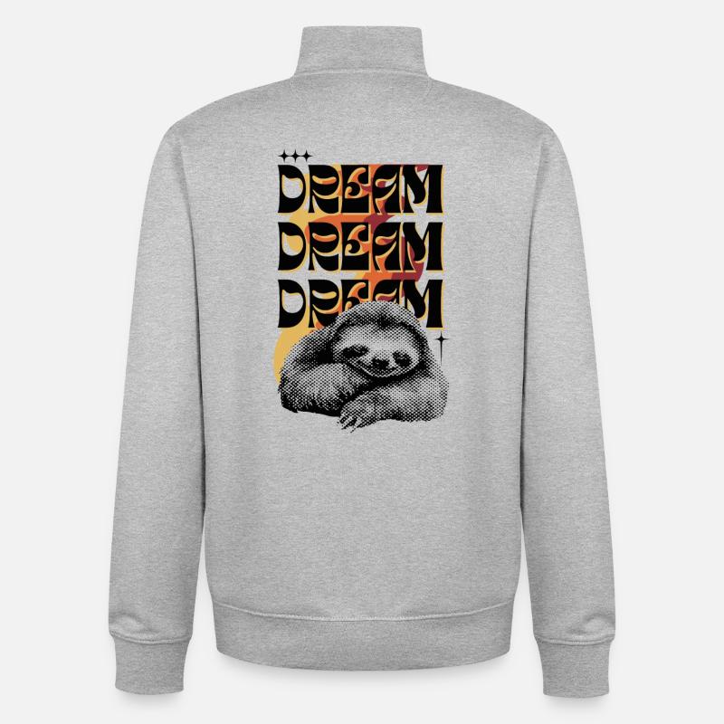 Dream Dream Dream – Paresseux rétro - Sweat zippé unisexe en coton bio Stanley/Stella - gris chiné