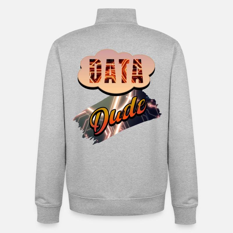 Data Dude - Unisex Organic Zip Sweatshirt by Stanley/Stella - heather grey