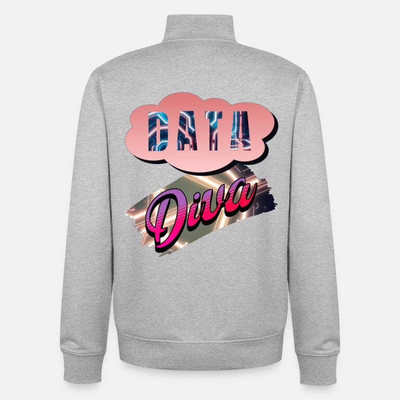Data Diva - Unisex Organic Zip Sweatshirt by Stanley/Stella - heather grey