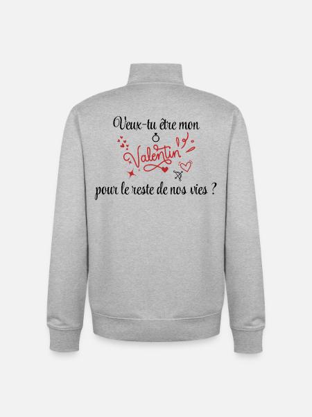 Demande en mariage, Saint-Valentin, Romantique - Sweat zippé unisexe en coton bio Stanley/Stella - gris chiné