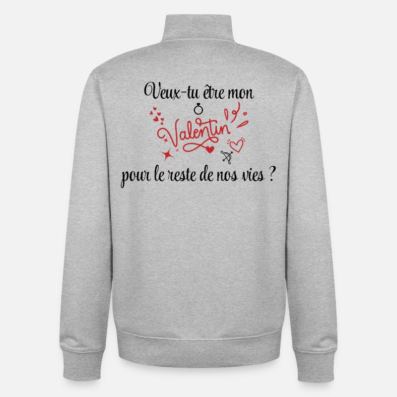 Demande en mariage, Saint-Valentin, Romantique - Sweat zippé unisexe en coton bio Stanley/Stella - gris chiné