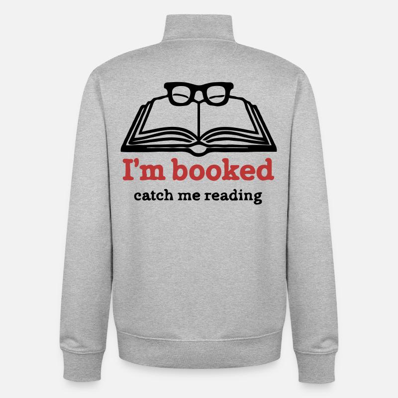 I’m Booked – Catch Me Reading - Unisex Organic Zip Sweatshirt von Stanley/Stella - Grau meliert