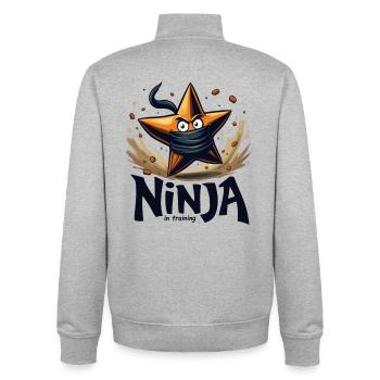 Étoile de ninja en formation - Sweat zippé unisexe en coton bio Stanley/Stella - gris chiné - Dos - AI Model Male 185 light (185cm)