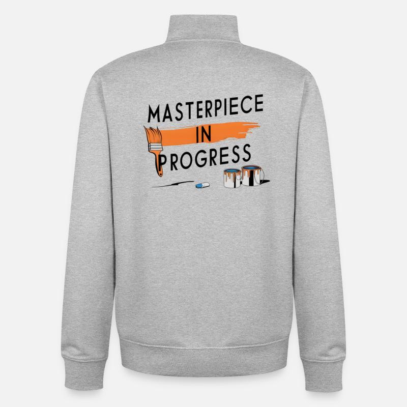 Masterpiece in Progress - Unisex Organic Zip Sweatshirt by Stanley/Stella - heather grey