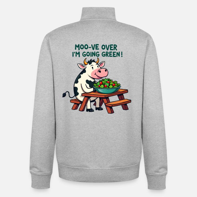 Moo-ve Over, I’m Going Green! - Unisex Organic Zip Sweatshirt von Stanley/Stella - Grau meliert