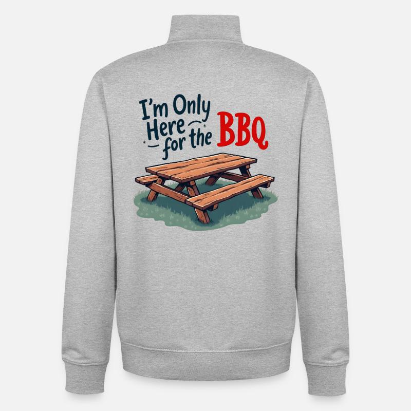 Only Here for the BBQ - Unisex Organic Zip Sweatshirt von Stanley/Stella - Grau meliert