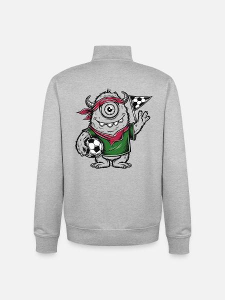 3 MonsterFussball - Unisex Organic Zip Sweatshirt von Stanley/Stella - Grau meliert