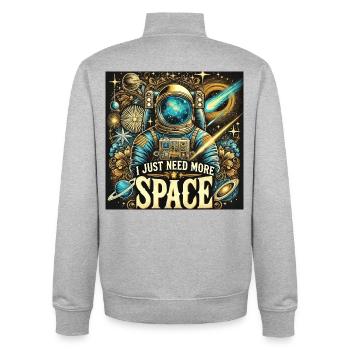 MORE SPACE - Unisex Organic Zip Sweatshirt von Stanley/Stella - Grau meliert - Hinten - AI Model Male 185 light (185cm)